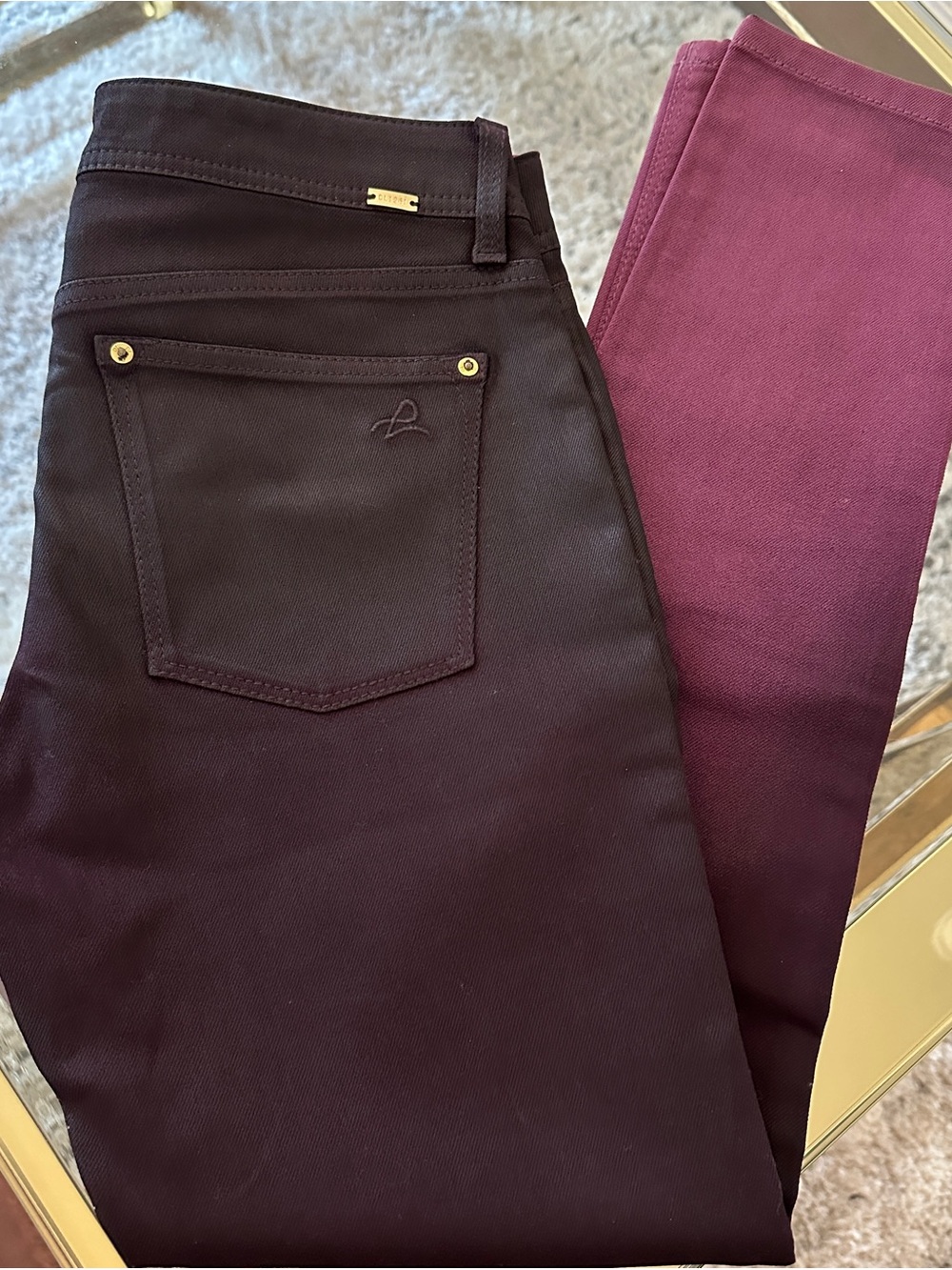 DL1961 Emma Two-Tone Skinny Jeans in Plum and Deep Wine size 28